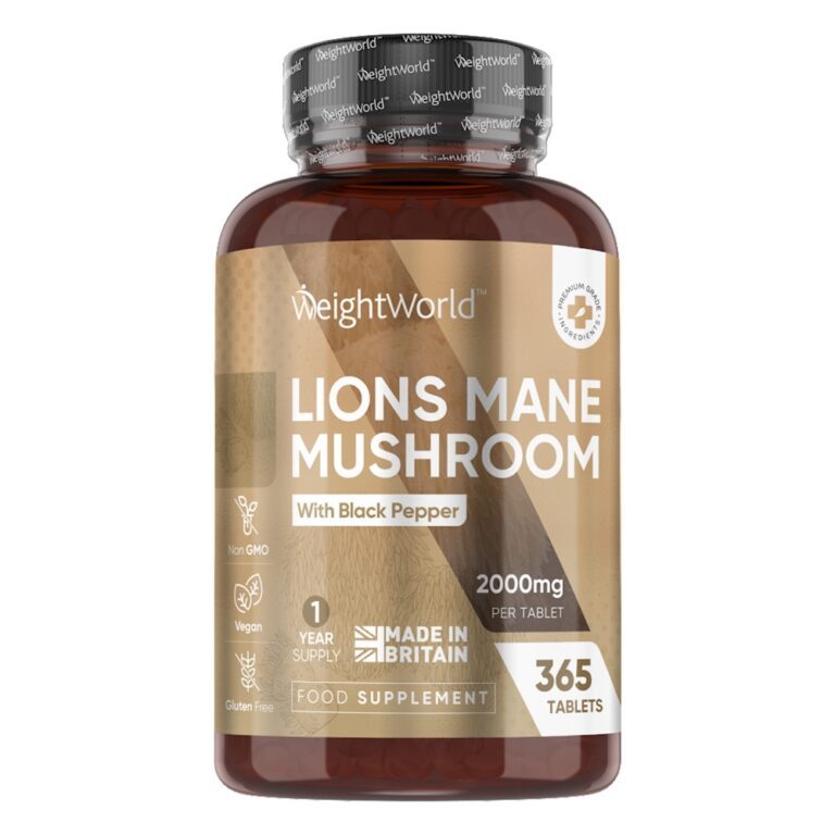 WeightWorld Lions Mane svamp tabletter – 2000 mg (365 tabletter)