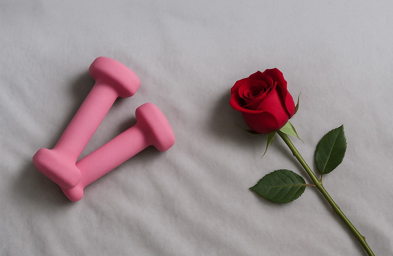 Håndvægte og rød rose